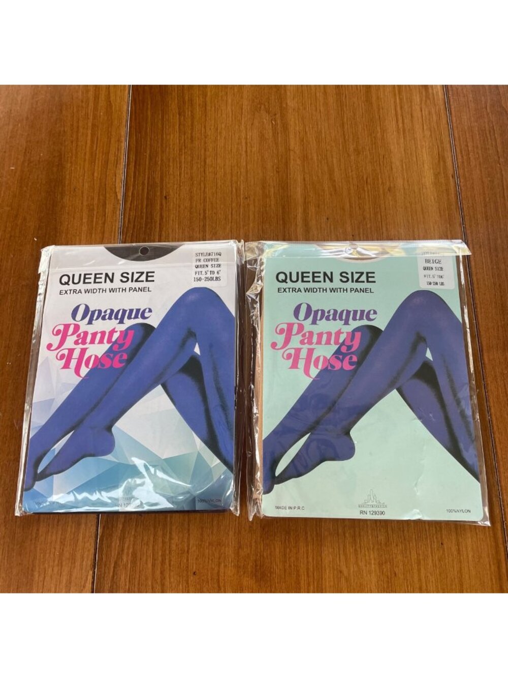 Bundle of 2 Opaque Panty Hose Sz QUEEN Tan Brown Coffee